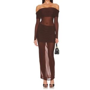 Lovers + Friends x Anja Dujaković Fio Maxi Dress in Chocolate Brown- Large